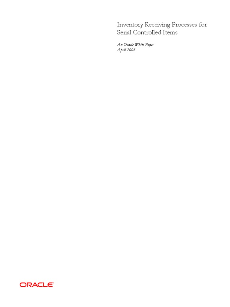 Inventory Receiving Processes For Serial Controlled Items | PDF