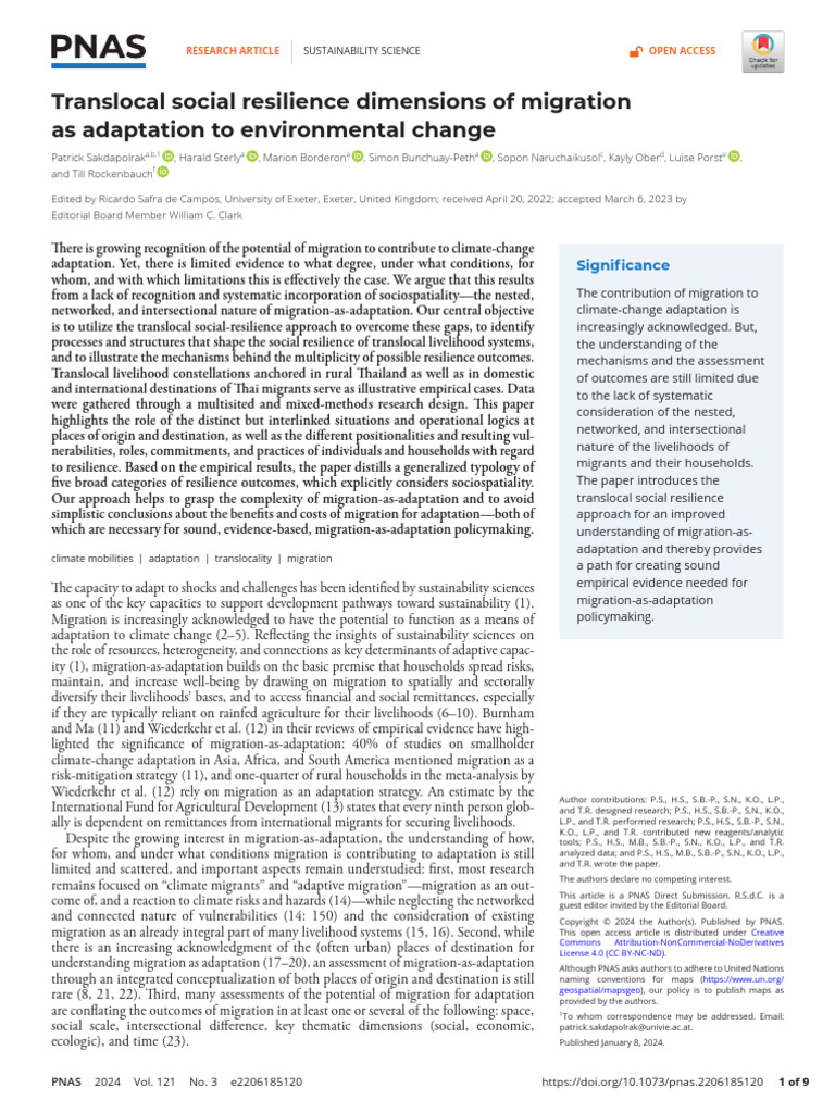 Migration and Climate Adaptation Insights | PDF | Human Migration ...