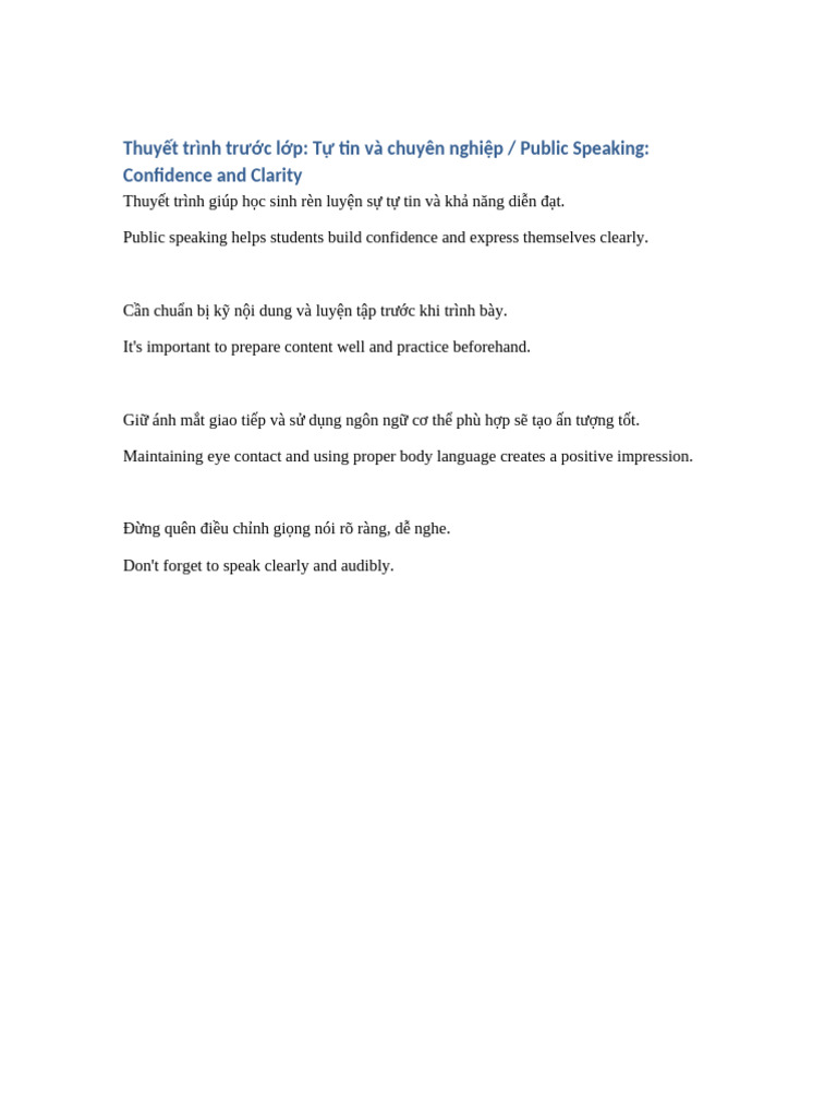 Note 3 Public Speaking Confidence and Clarity | PDF