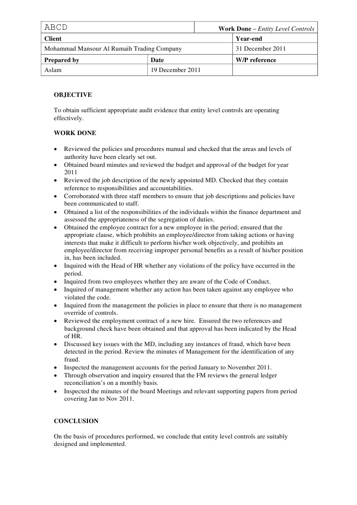 2.7.1.0010entity Level Controls | PDF