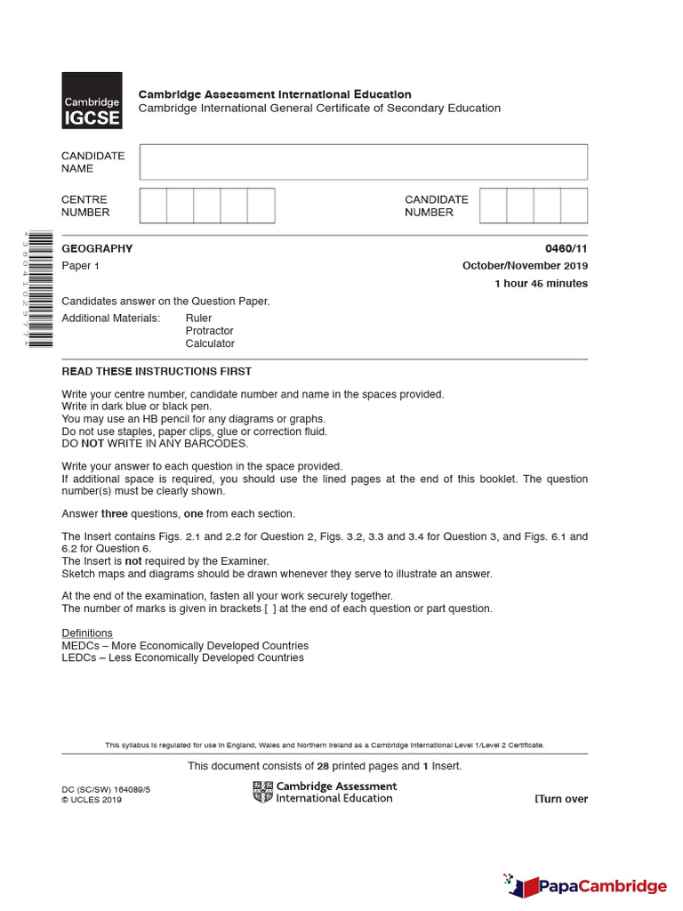Cambridge IGCSE Geography Exam Paper | PDF | Amazon Rainforest | Earth ...