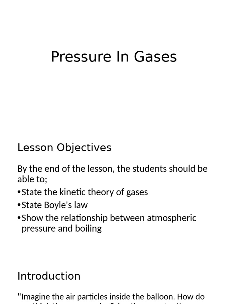 Pressure in Gases Chem Yr 8 | PDF