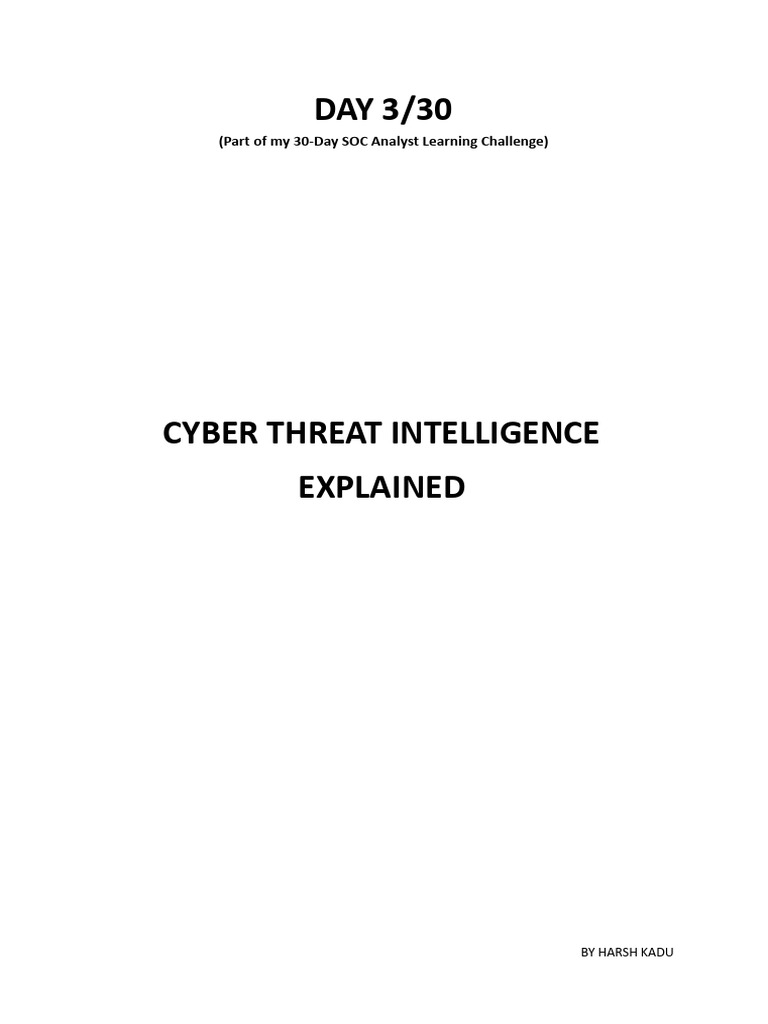 Understanding Cyber Threat Intelligence | PDF | Security | Computer ...