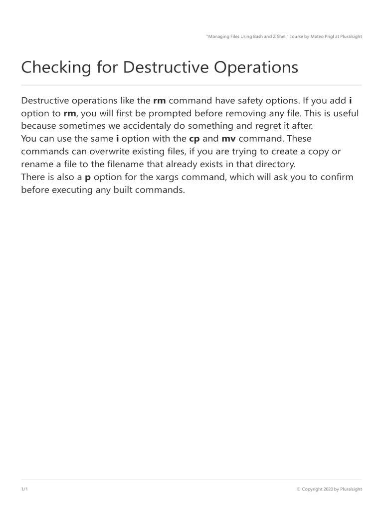 Checking For Destructive Operations | PDF