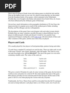 Rules Of 29