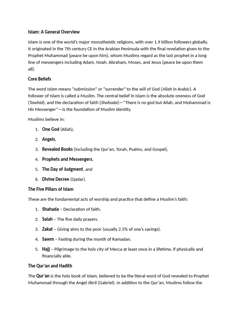 Overview of Islam's Core Beliefs | PDF