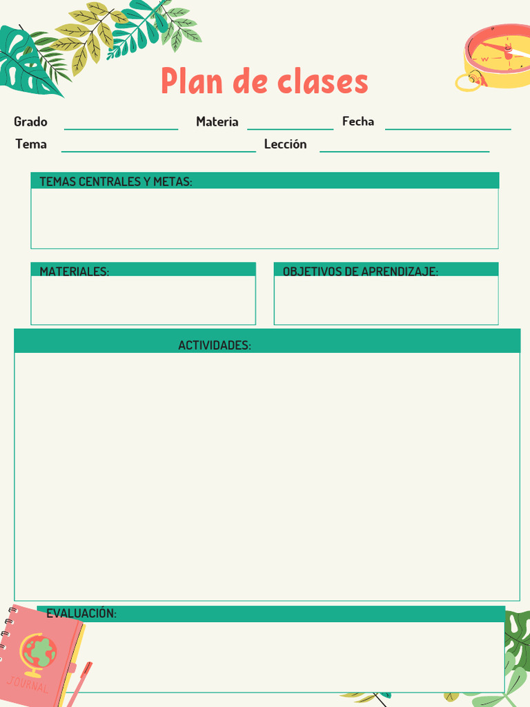 Aventura Plan de Clases en Blanco | PDF