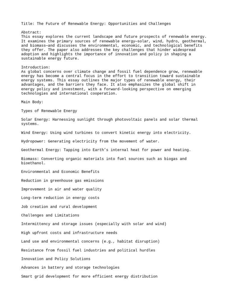 Future of Renewable Energy Insights | PDF | Renewable Energy ...