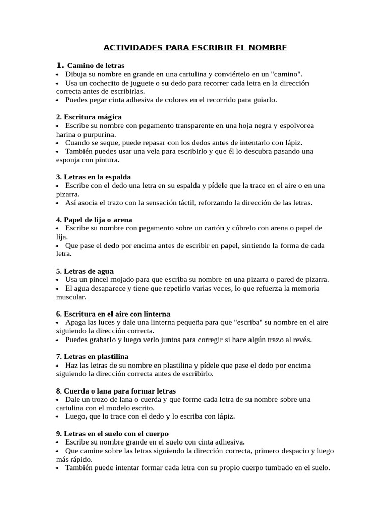 Actividades para Escribir el Nombre | PDF | Papelería