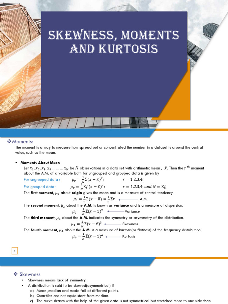 Understanding Skewness and Kurtosis | PDF | Skewness | Mean