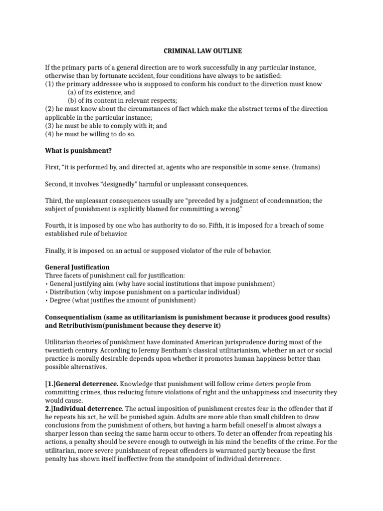 Criminal Law Principles and Punishment | PDF | Mens Rea | Burden Of ...
