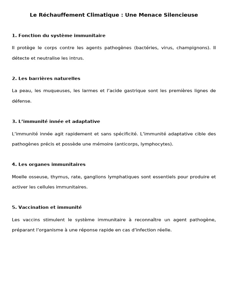 Comprendre le Système Immunitaire | PDF