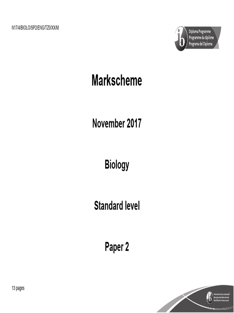 IB Biology SL Paper 2 Markscheme 2017 | PDF | Luteinizing Hormone ...