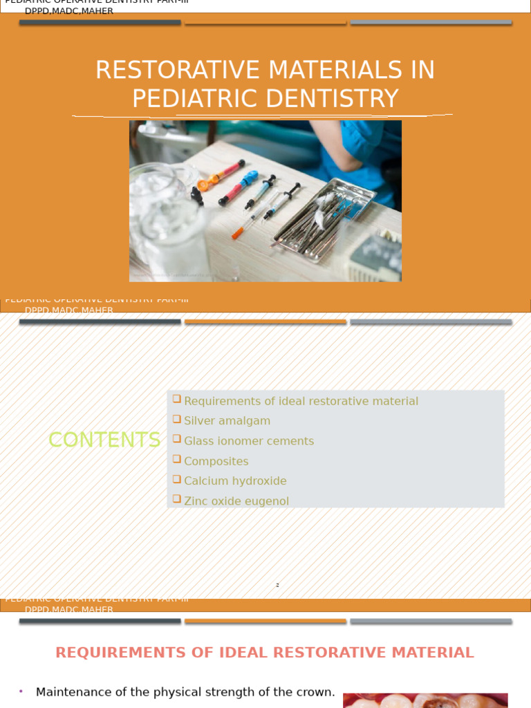 Restorative Materials in Pediatric Dentistry | PDF | Dental Material ...