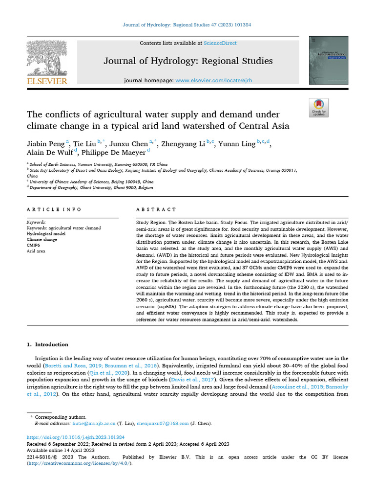 Agricultural Water Supply in Central Asia | PDF | General Circulation ...