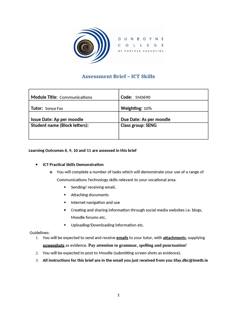 ICT Skills Demo Brief | PDF