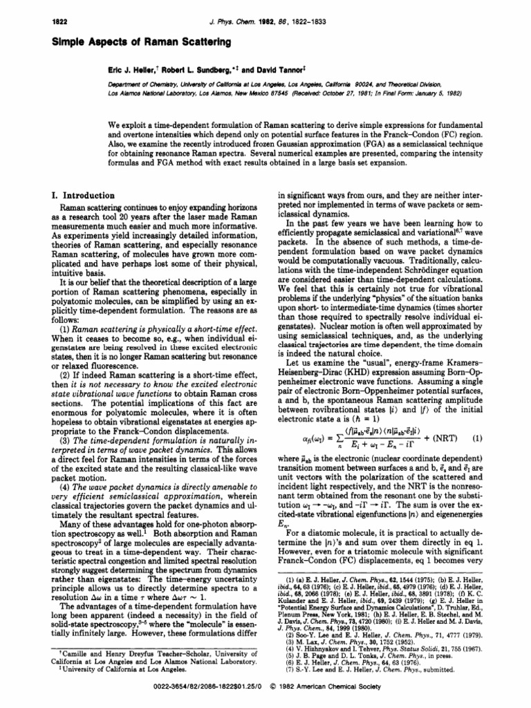 Time-Dependent Raman Scattering Analysis | PDF | Raman Spectroscopy ...