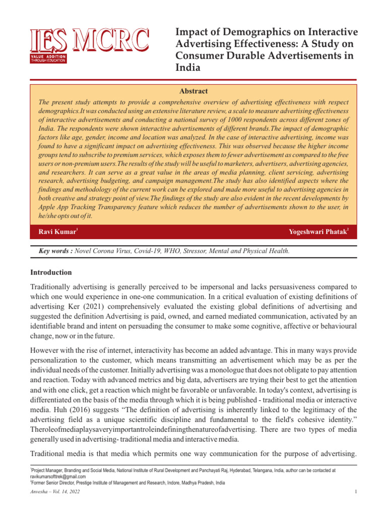 Impact of Demographics On Inte | PDF | Student's T Test | Statistics