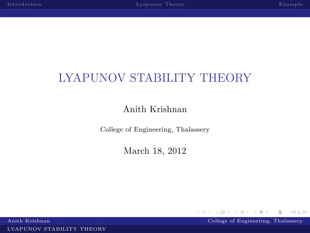 Lyapunov Stability Theory Lti Systems Pdf Stability Theory