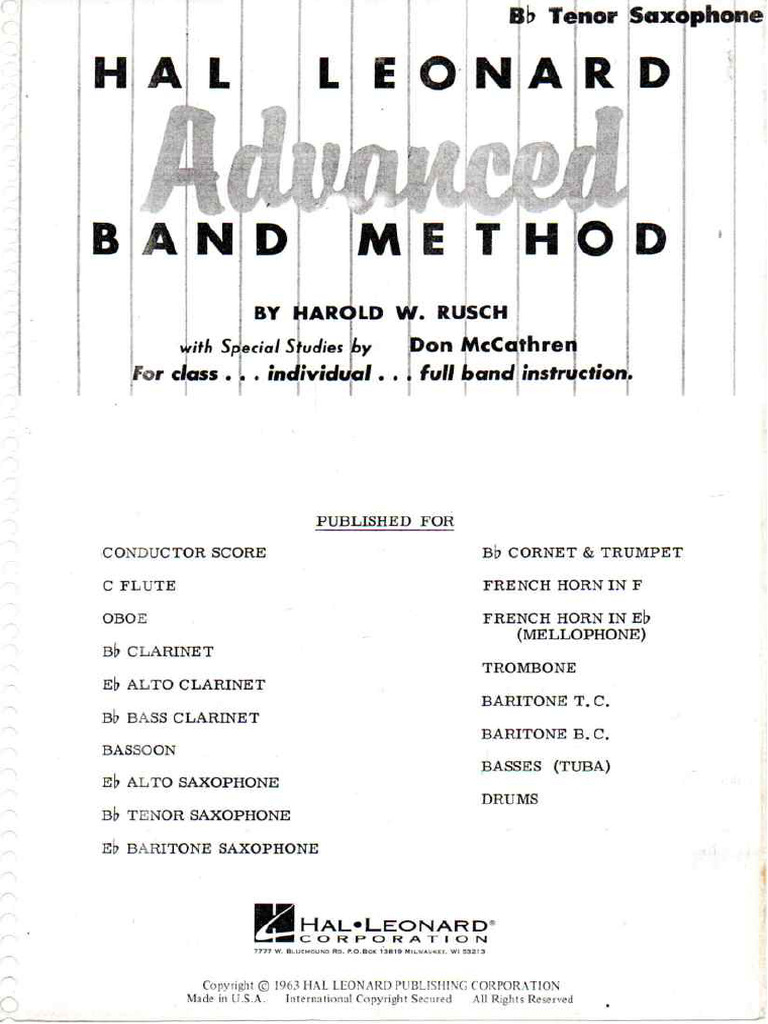 06 - Advanced Band Method - Saxofone Tenor | PDF