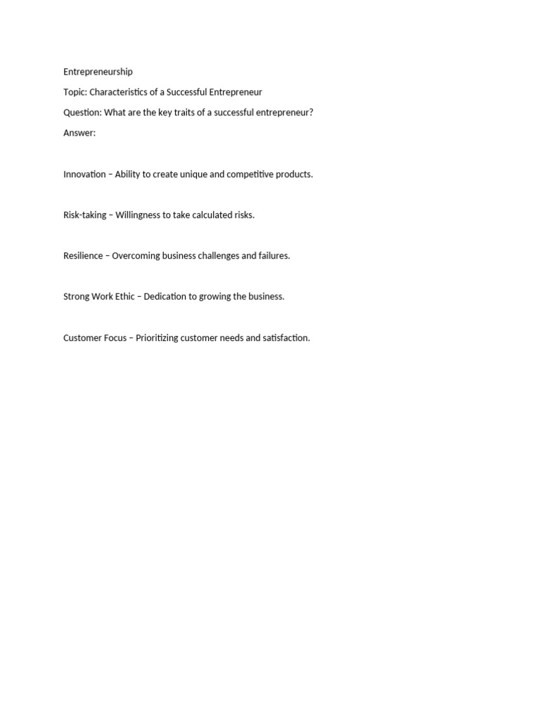 Key Traits of Successful Entrepreneurs | PDF