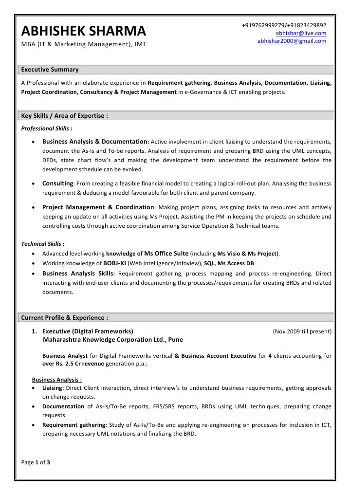 Abhishek Sharma: Business Analyst Profile | PDF | Business Analysis ...