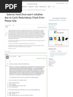 External Hard Drive Won't Initiallise Due To Cyclic Redundancy Check Error - Please Help