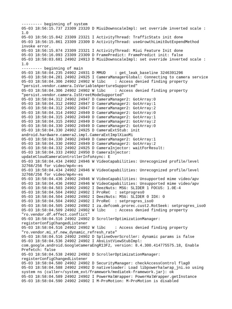 Camera Initialization Logs Analysis | PDF | Computing | Computer ...