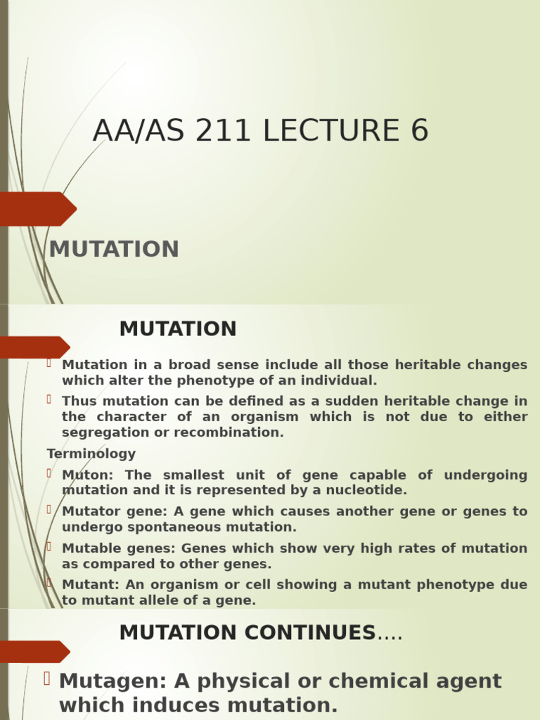 As and Aa Lecture 6_031309 (1) | PDF | Mutation | Genetic Code