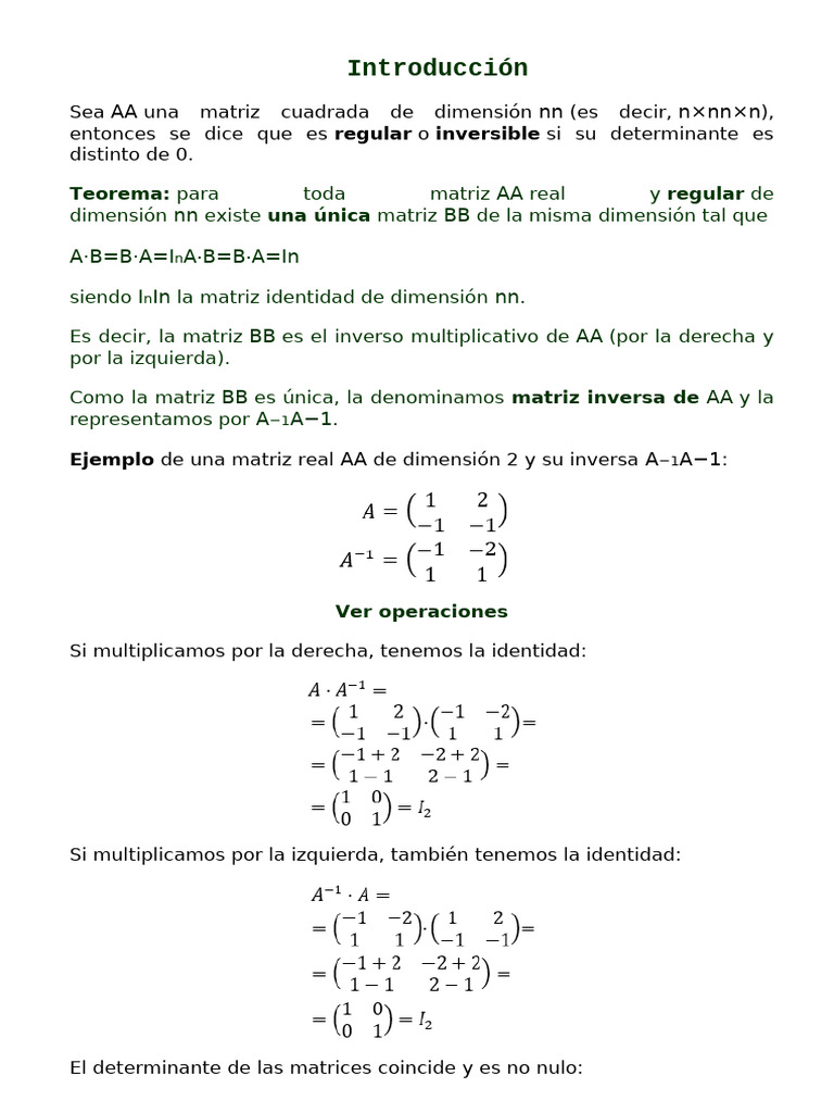 Definición Del Producto de Matrices Taller | PDF | Matriz (Matemáticas ...