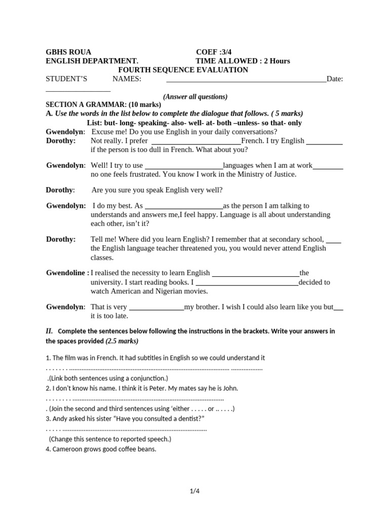 Anglais Tle F8 | PDF | English Language | Reading Comprehension