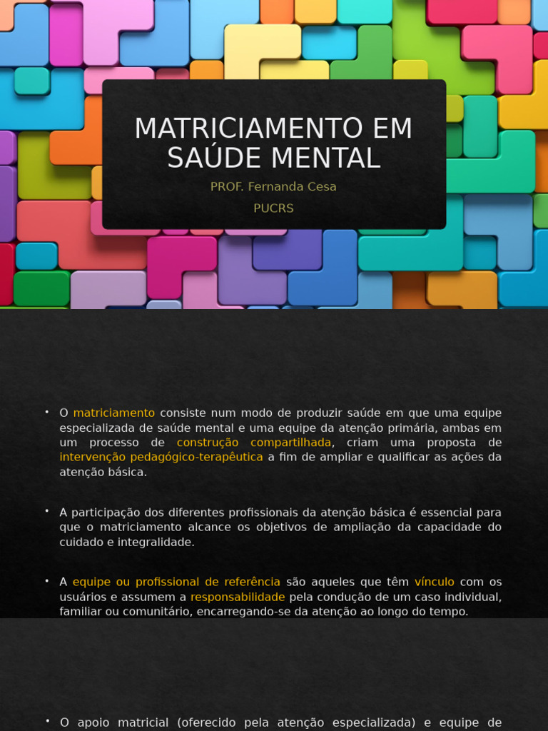 Matriciamento em Saúde Mental: Práticas e Objetivos | PDF | Saúde mental