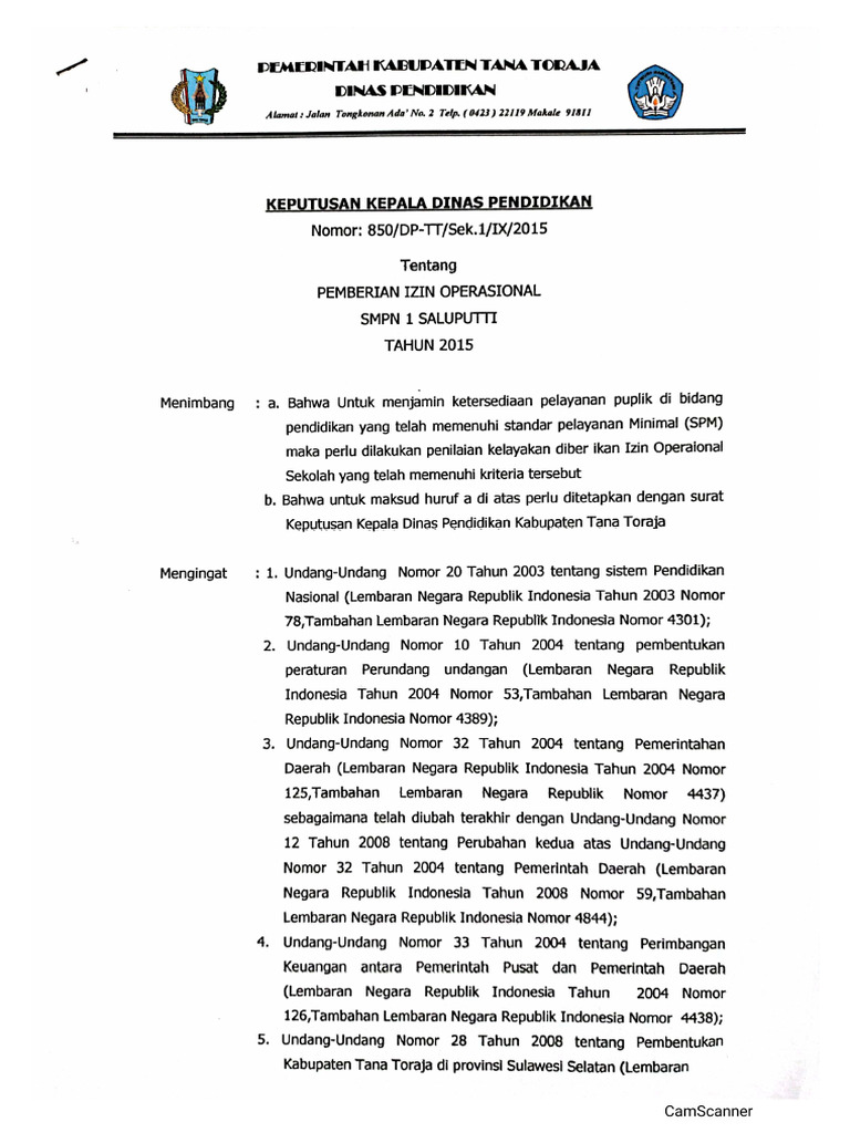 Izin Operasional Sekolah Pdf