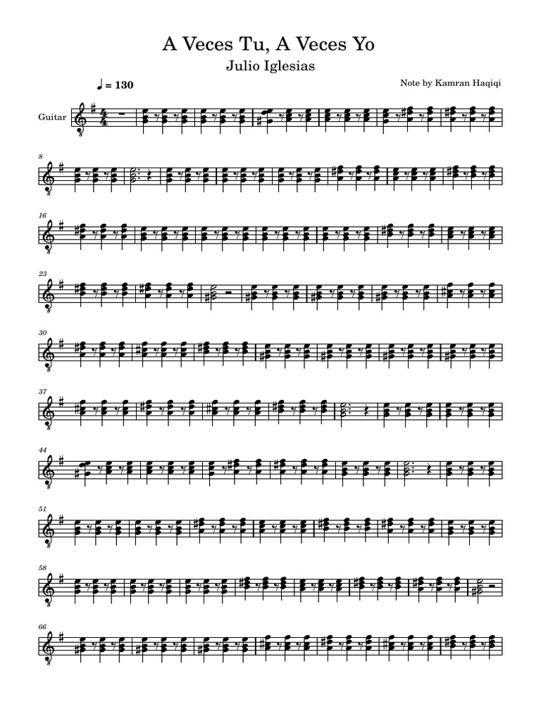 A Veces Tu, A Veces Yo - Guitar | PDF