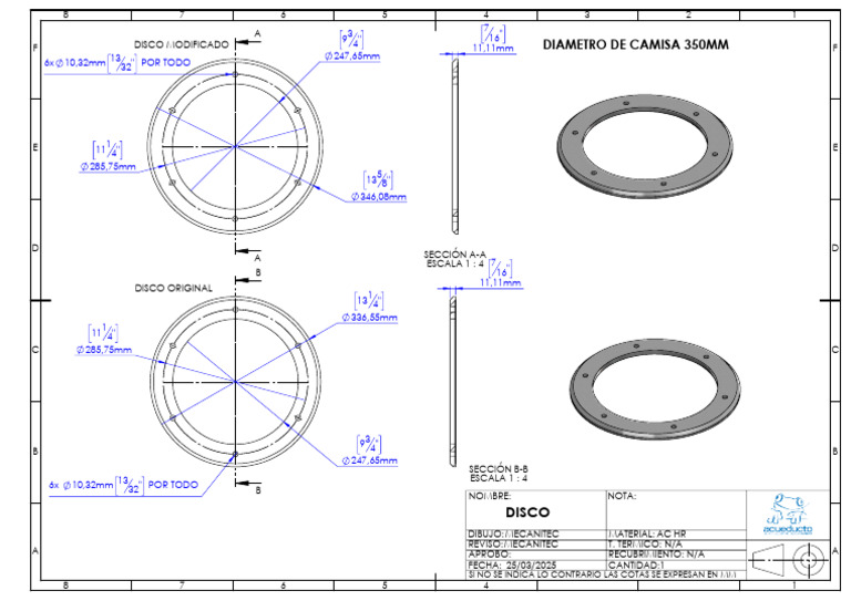 Dimensiones y Especificaciones de Disco | PDF