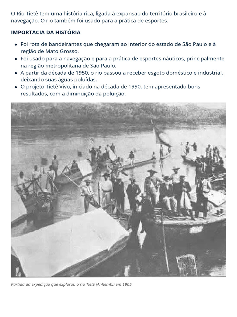 História e Desafios do Rio Tietê | PDF