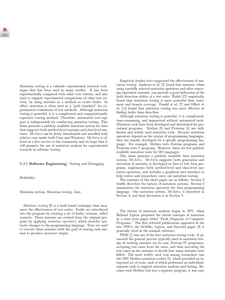 MuJava: Java Mutation Testing Tool | PDF | Class (Computer Programming ...