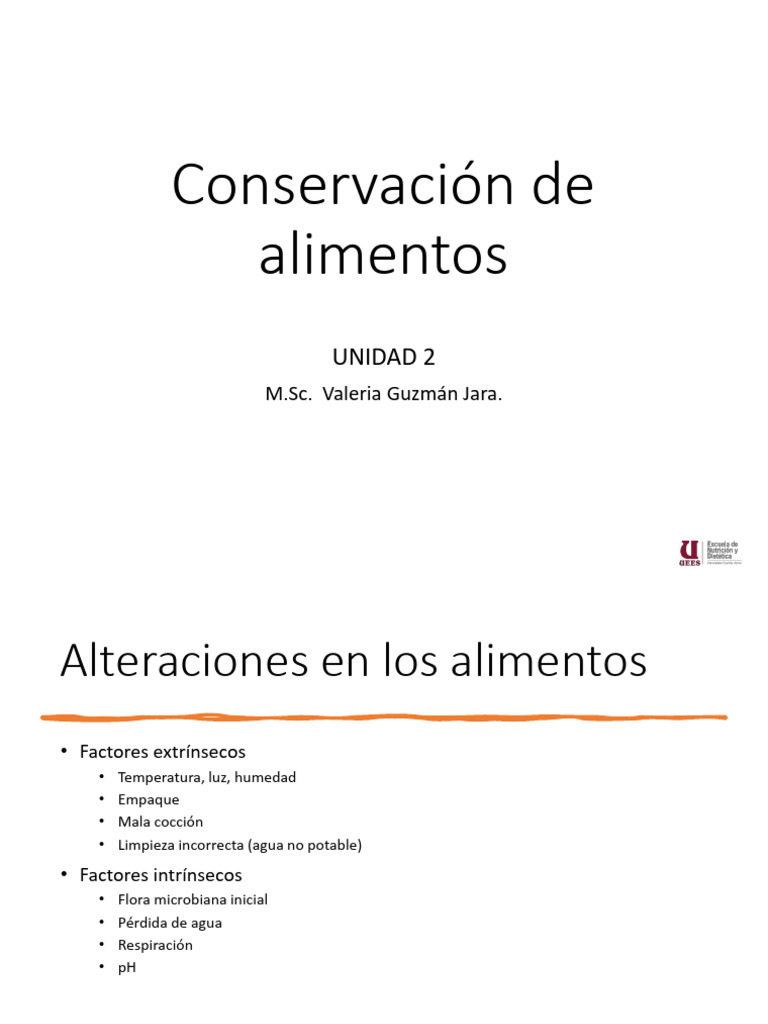 Causas y Principios de Conservación Alimentaria | PDF | Alimentos | Química