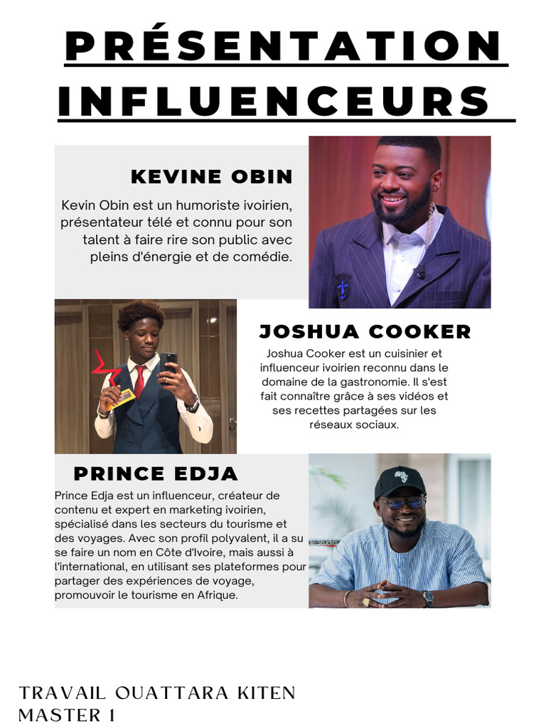 Influenceurs Ivoiriens : Kevine et Joshua | PDF | Cuisine | Côte d'Ivoire