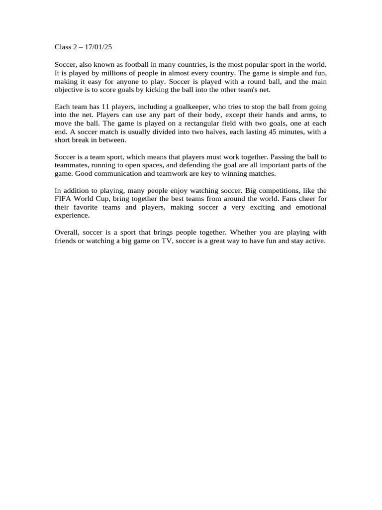 Introduction to Soccer Basics | PDF