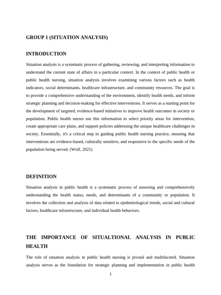 Public Health Situation Analysis Guide | PDF | Public Health ...