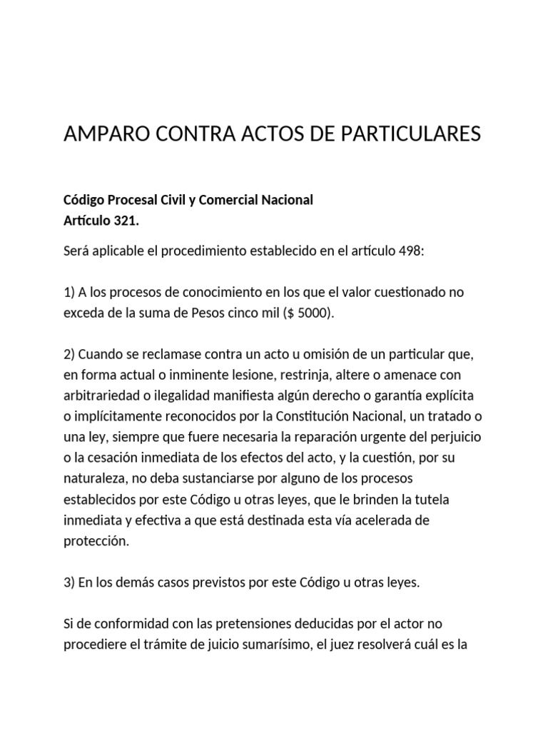 Amparo contra Actos de Particulares | PDF | Demanda judicial | Ley procesal