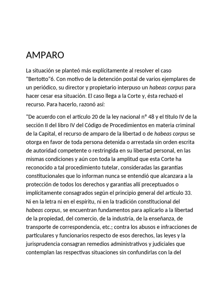 Amparo y Habeas Corpus en Argentina | PDF | Habeas corpus | Justicia