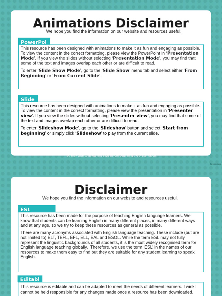 ESL Animation Presentation Guide | PDF | English As A Second Or Foreign ...