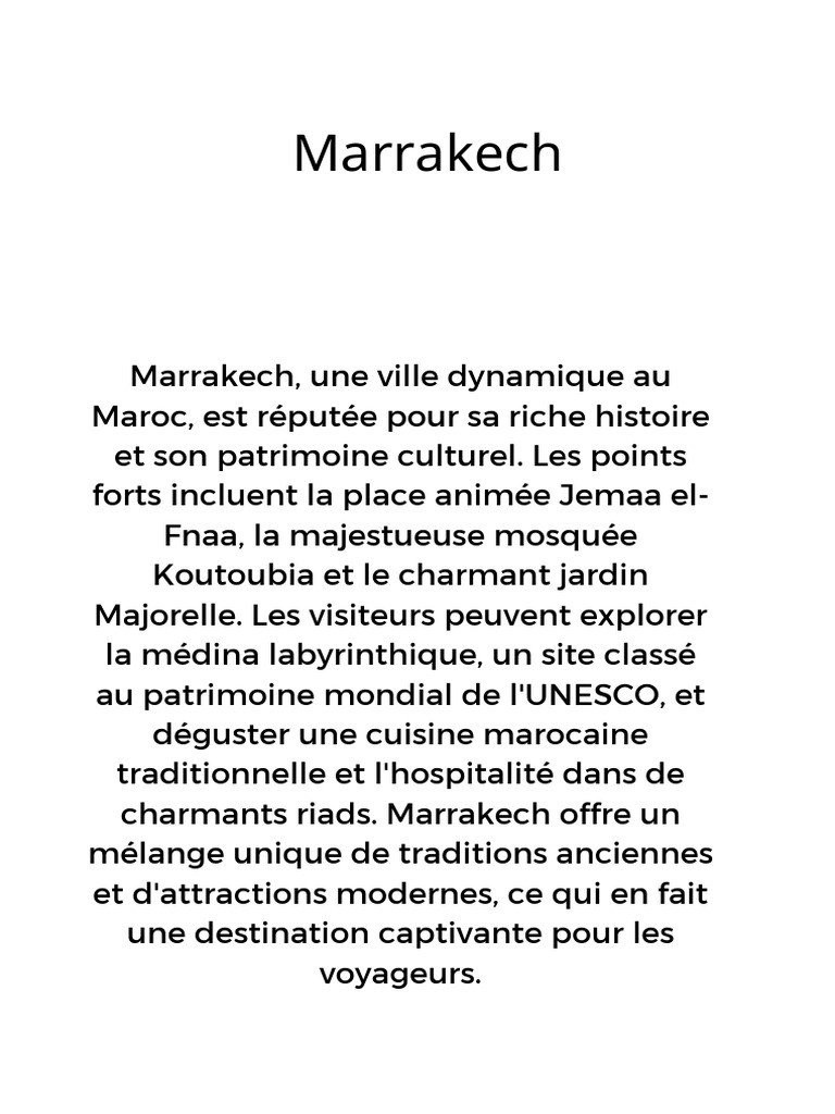 Marrakech et Fès : Joyaux du Maroc | PDF