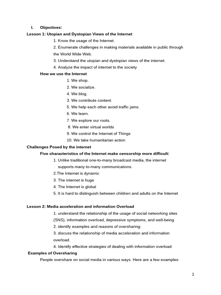 Utopian vs. Dystopian Internet Views | PDF | World Wide Web | Internet ...