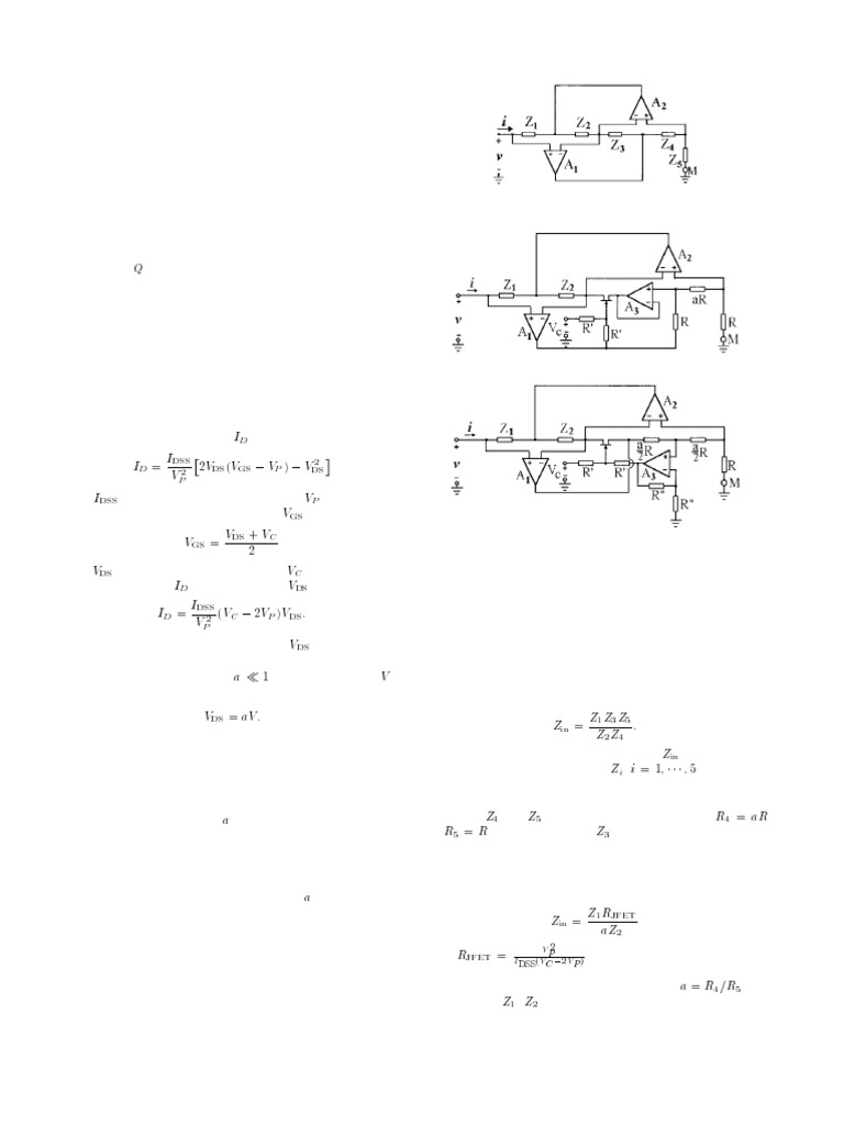 New JFET Immittance Converter Designs | PDF | Operational Amplifier ...