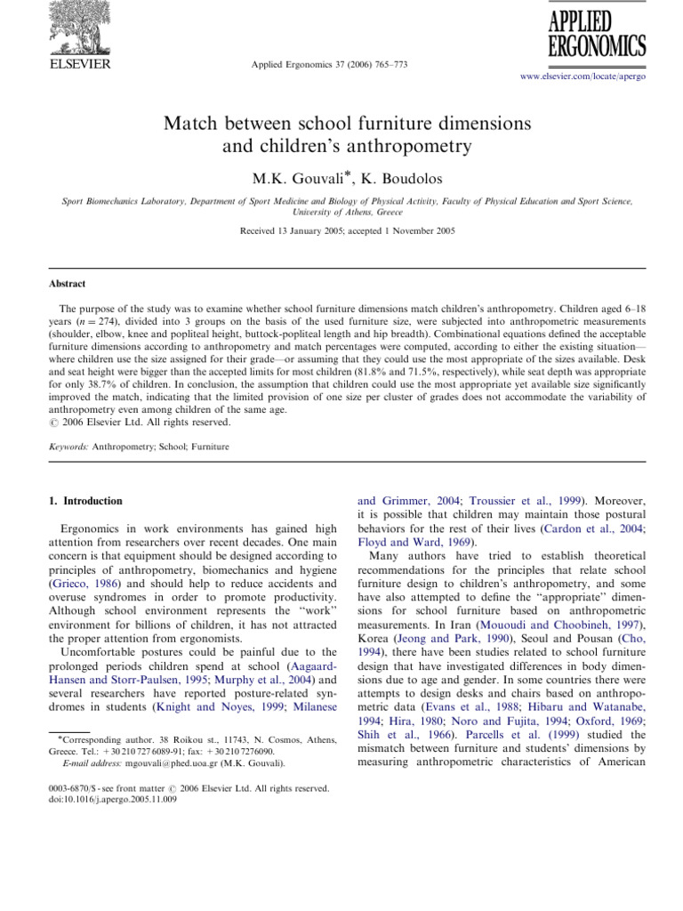 1 s2.0 S0003687005001687 Main | PDF | Anthropometry | Chair