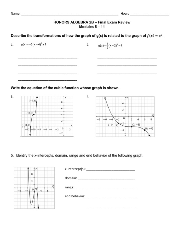 Algebra 2B Final Exam Review Guide | PDF | Polynomial | Function ...